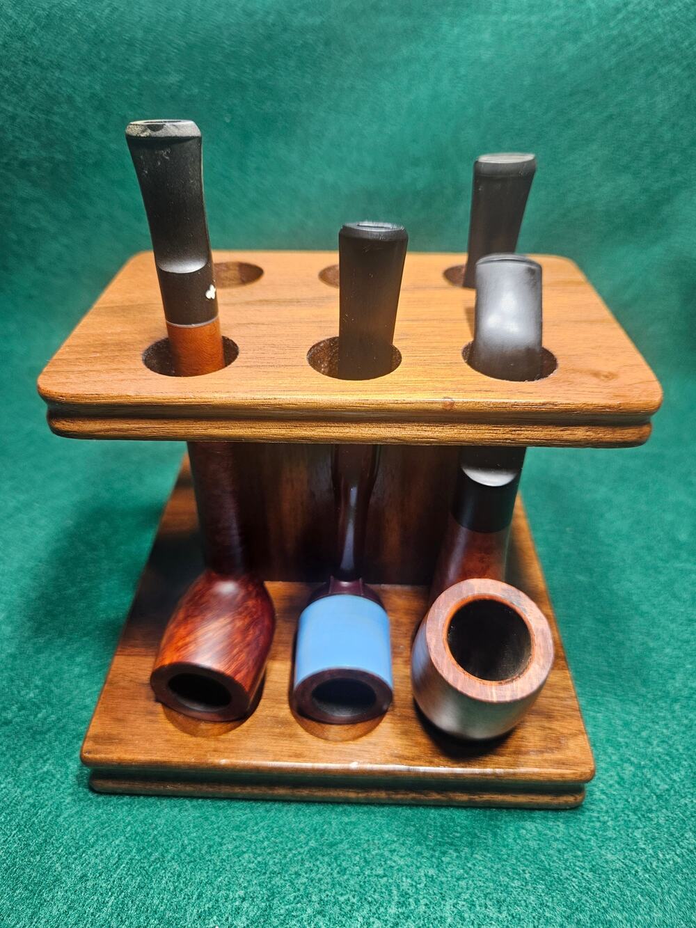 Vintage Mid-Century Double-Sided Pipe Rack - 6 Pipe Holder Decatur Industries